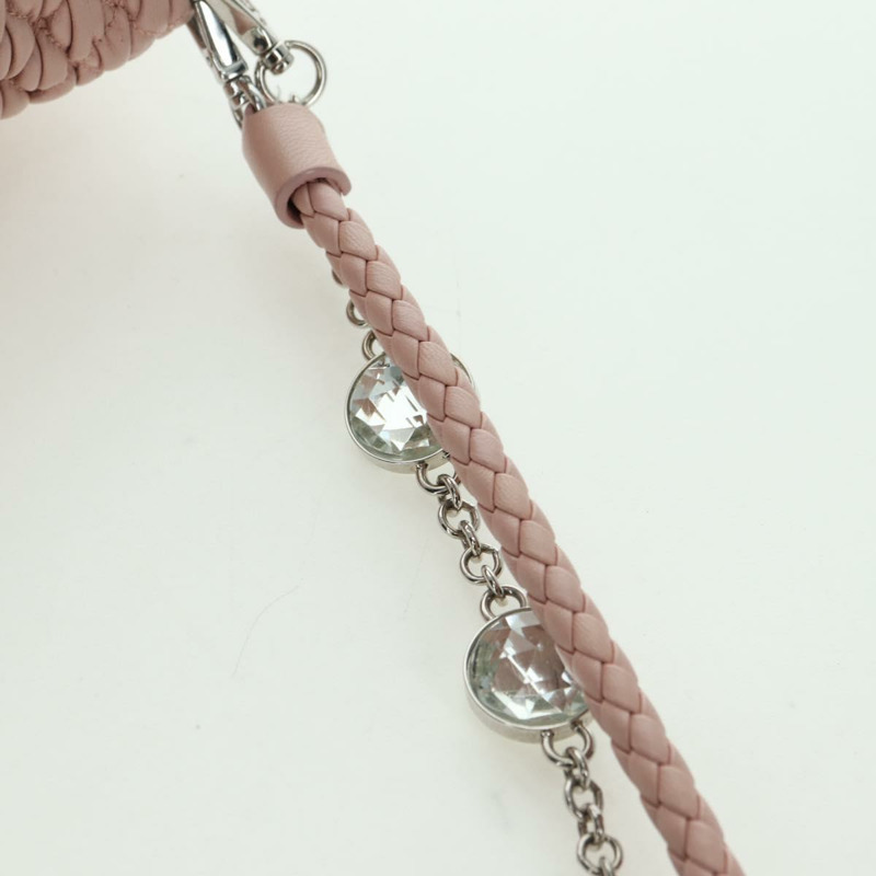【日本直送】Miu Miu Matelasse 鏈條單肩包 皮革 2way 粉紅銀色 Auth 176382SAM-14