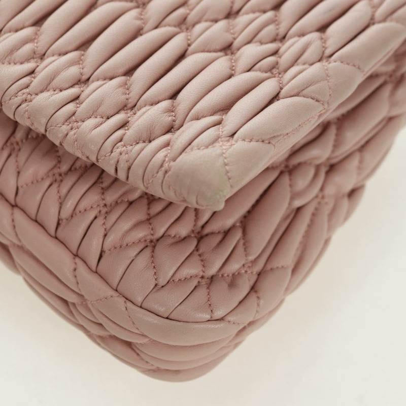 【日本直送】Miu Miu Matelasse 鏈條單肩包 皮革 2way 粉紅銀色 Auth 176382SAM-17