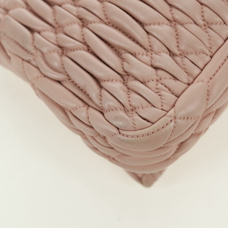 【日本直送】Miu Miu Matelasse 鏈條單肩包 皮革 2way 粉紅銀色 Auth 176382SAM-18