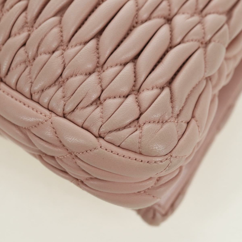 【日本直送】Miu Miu Matelasse 鏈條單肩包 皮革 2way 粉紅銀色 Auth 176382SAM-19