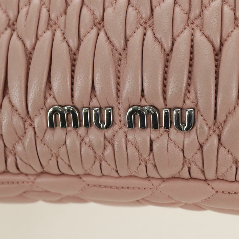 【日本直送】Miu Miu Matelasse 鏈條單肩包 皮革 2way 粉紅銀色 Auth 176382SAM-20