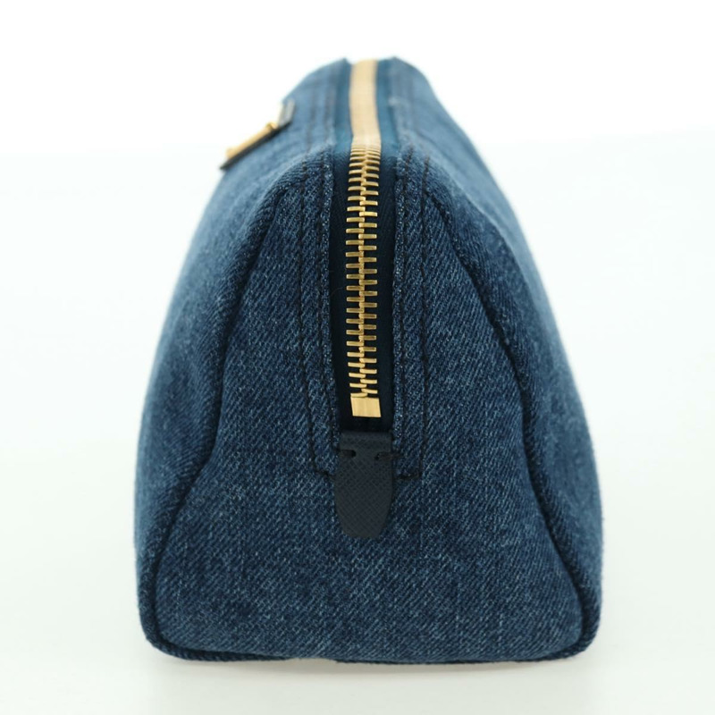 【日本直送】PRADA 手拿包 牛仔藍 金色 正品 yk20344SAM-3