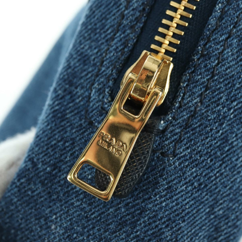 【日本直送】PRADA 手拿包 牛仔藍 金色 正品 yk20344SAM-7