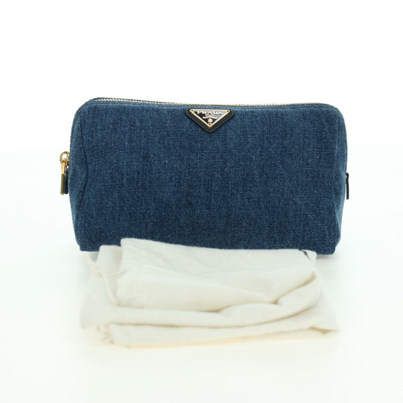 【日本直送】PRADA 手拿包 牛仔藍 金色 正品 yk20344SAM-11