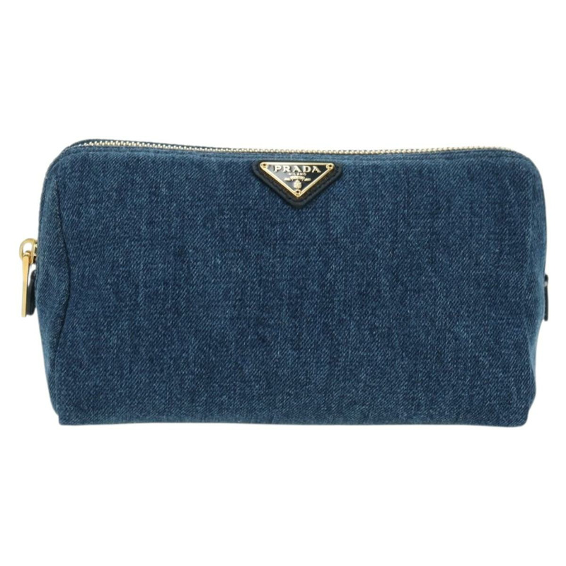 【日本直送】PRADA 手拿包 牛仔藍 金色 正品 yk20344SAM-12