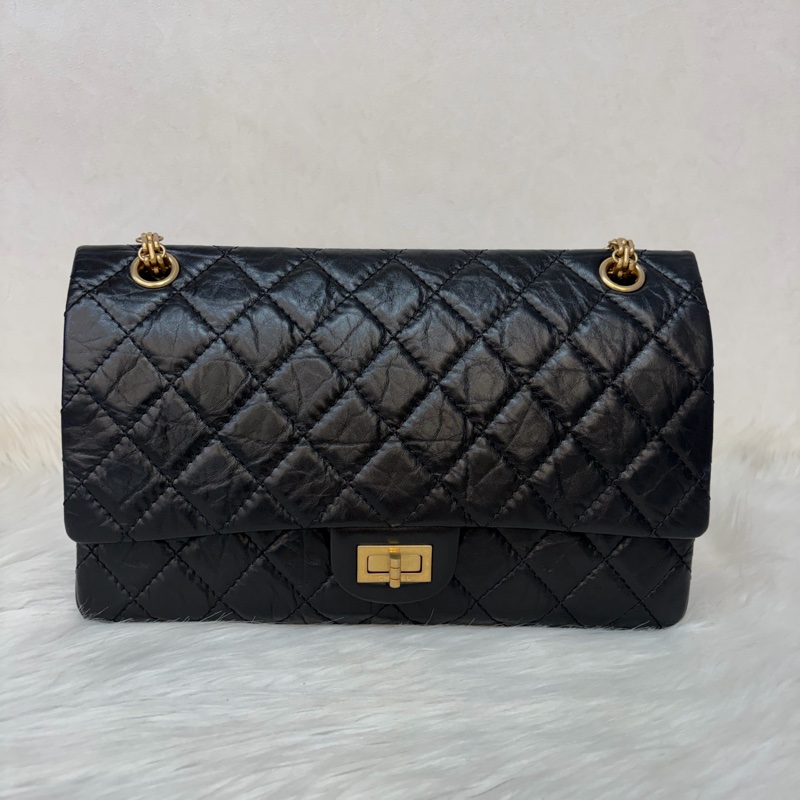 CHANEL A37587 黑色 牛皮 金鍊 28 coco 2.55 226 肩背包 斜背包-1
