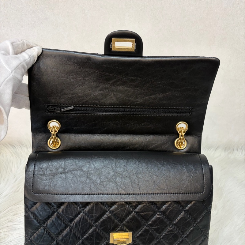 CHANEL A37587 黑色 牛皮 金鍊 28 coco 2.55 226 肩背包 斜背包-26