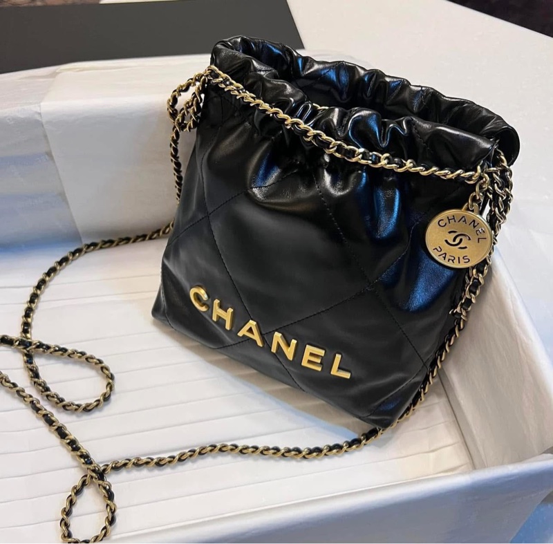 “全網最低價”Chanel22 mini 亮面小牛皮金屬黑-5