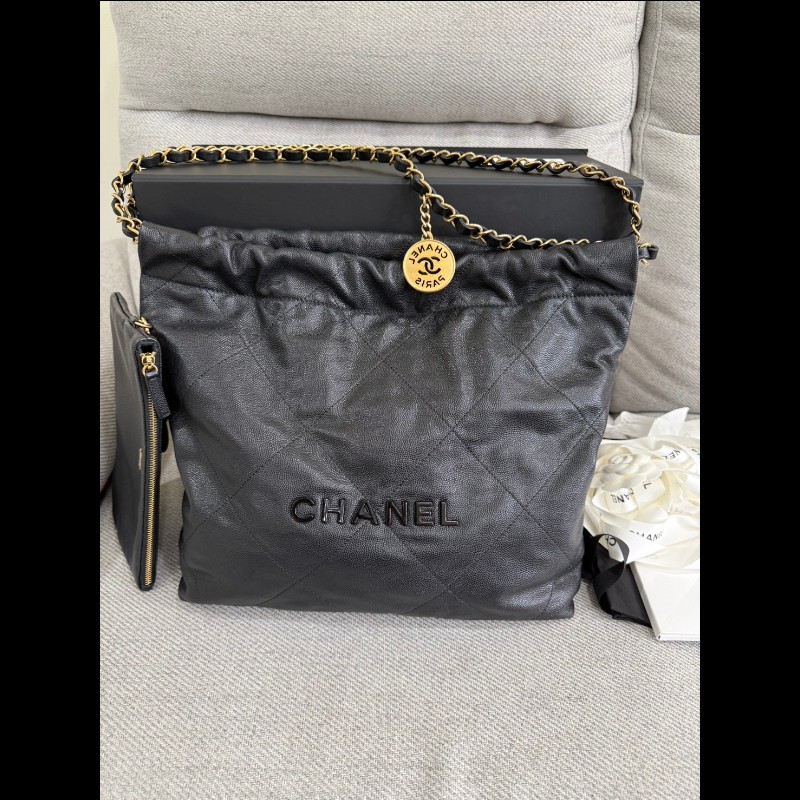 香奈兒22 bag小號黑色荔枝皮-0