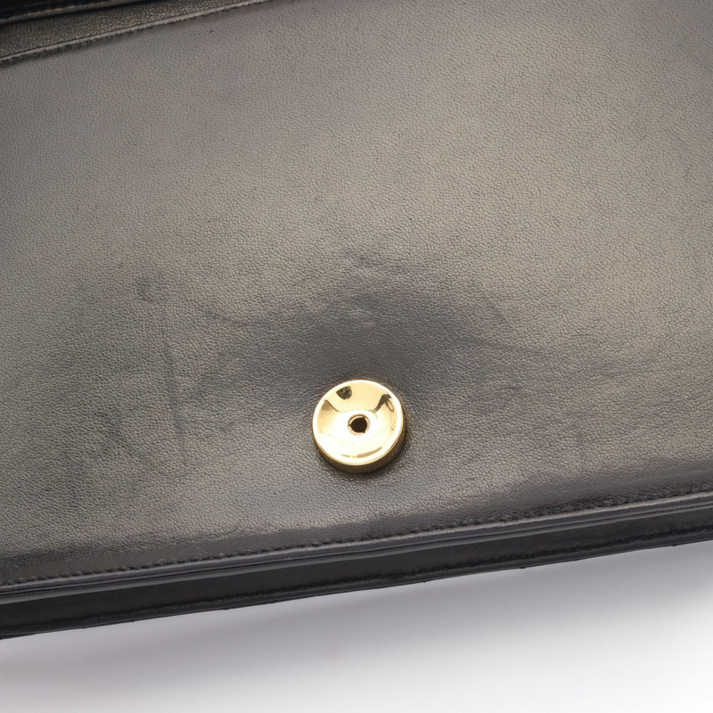 香奈兒 (CHANEL) 絎縫全蓋鏈條肩背包，羊皮材質，黑色，金色五金，二手 CC-8