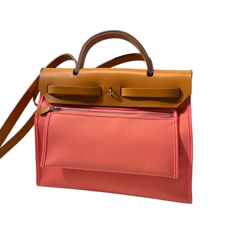 Used HERMÈS Herbag 31 Cross Body Bag Pink Brown PHW-2