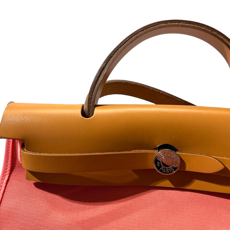 Used HERMÈS Herbag 31 Cross Body Bag Pink Brown PHW-3