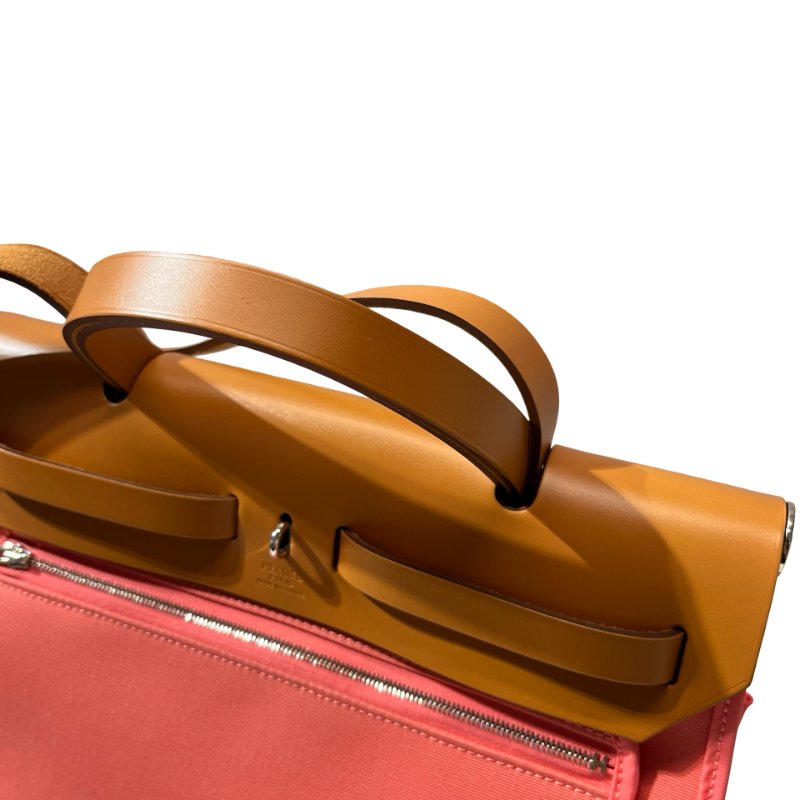 Used HERMÈS Herbag 31 Cross Body Bag Pink Brown PHW-10
