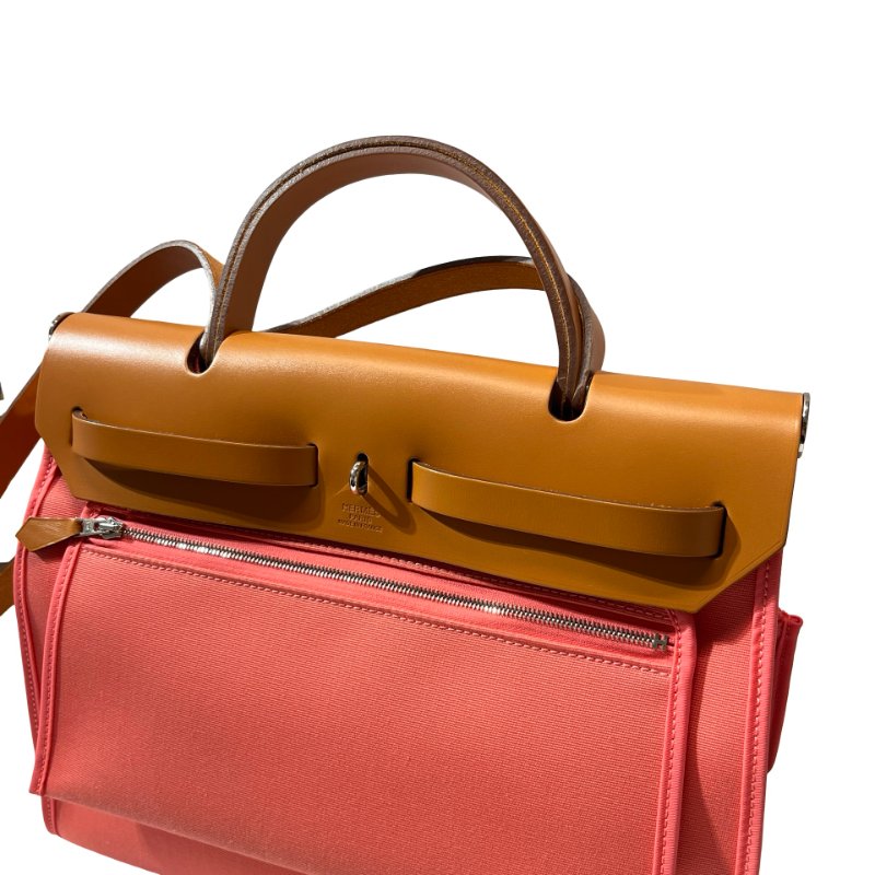 Used HERMÈS Herbag 31 Cross Body Bag Pink Brown PHW-11