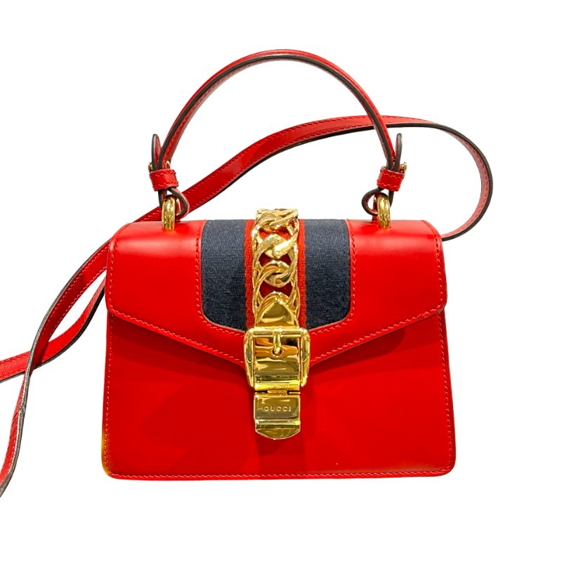 Used GUCCI SYLVIE Cross Body Bag Red GHW-0