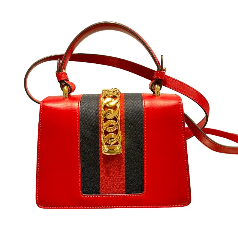 Used GUCCI SYLVIE Cross Body Bag Red GHW-1