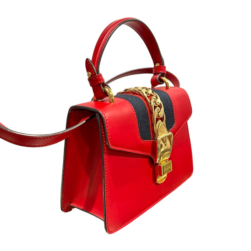 Used GUCCI SYLVIE Cross Body Bag Red GHW-3