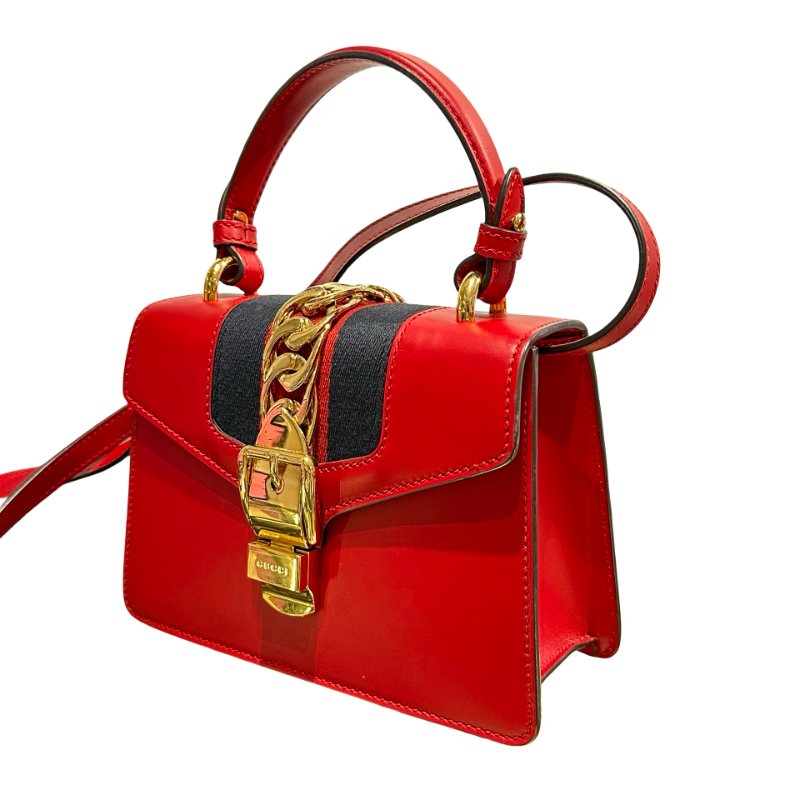 Used GUCCI SYLVIE Cross Body Bag Red GHW-4