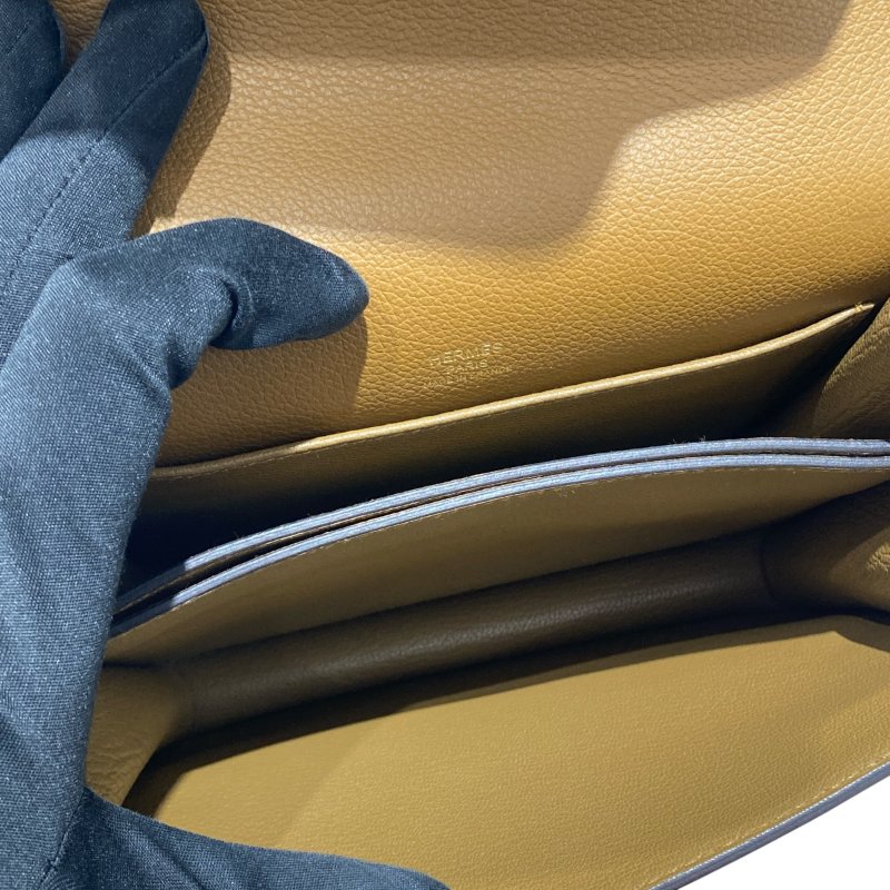 HERMES 愛馬仕 ROULIS 18 豬鼻子 皮革 肩背包 卡其色 淡金釦-6