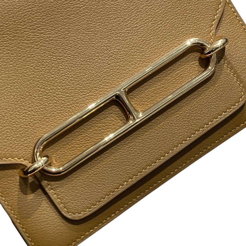 HERMES 愛馬仕 ROULIS 18 豬鼻子 皮革 肩背包 卡其色 淡金釦-12