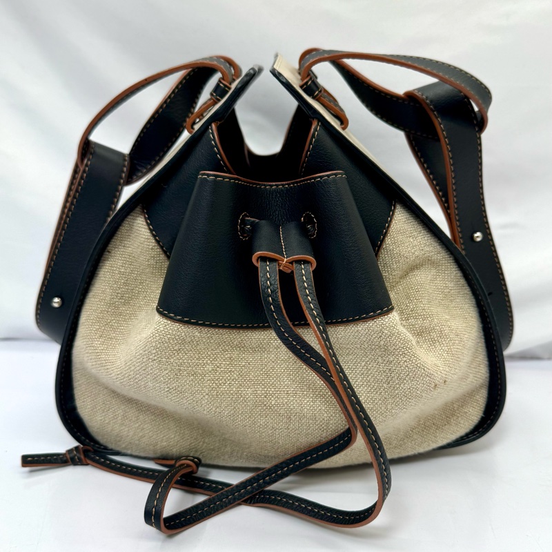 LOEWE 羅意威 Hammock 吊床包 中號 三色拼接 皮革及帆布-1