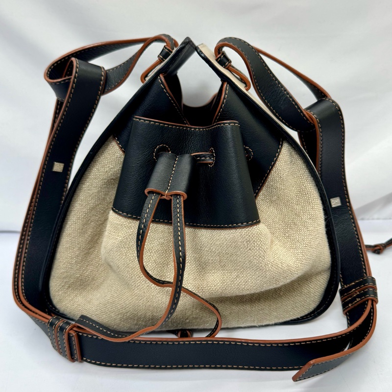 LOEWE 羅意威 Hammock 吊床包 中號 三色拼接 皮革及帆布-2