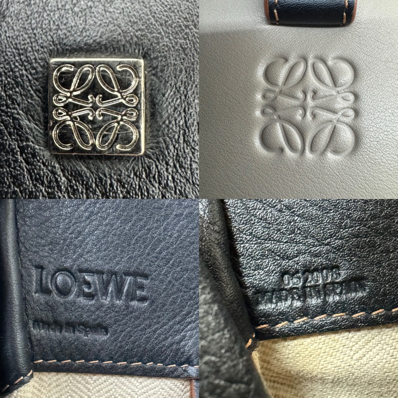 LOEWE 羅意威 Hammock 吊床包 中號 三色拼接 皮革及帆布-7