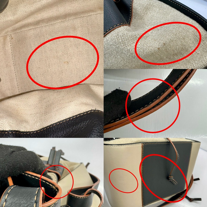 LOEWE 羅意威 Hammock 吊床包 中號 三色拼接 皮革及帆布-9