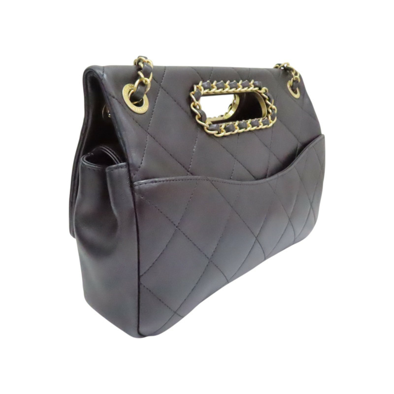 黑色 牛皮 菱格紋 Chain Flap Bag 肩背包 (無卡)【CHANEL 香奈兒】-1