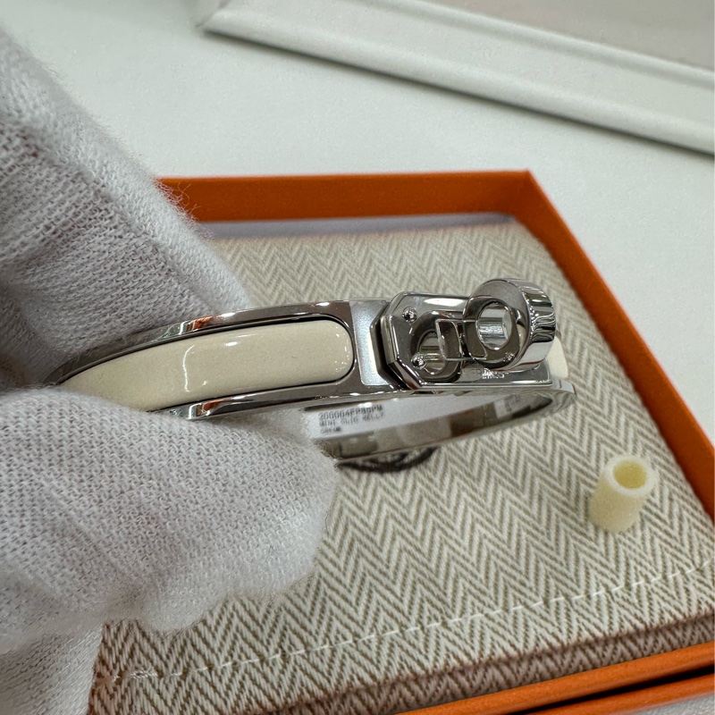 Hermes 愛馬仕Mini Clic Kelly手鐲新款kelly扣奶油白銀扣 SP 全新-1