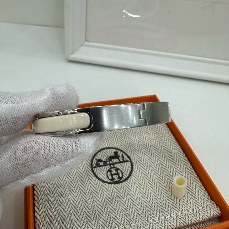 Hermes 愛馬仕Mini Clic Kelly手鐲新款kelly扣奶油白銀扣 SP 全新-2