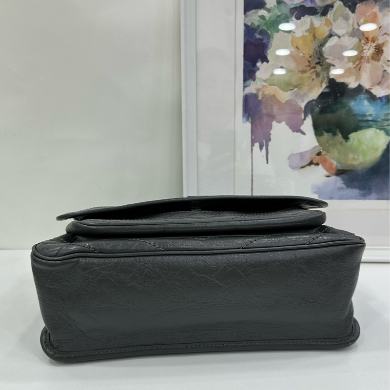 YSL聖羅蘭Niki中號鏈條包 深灰色油蠟皮-5