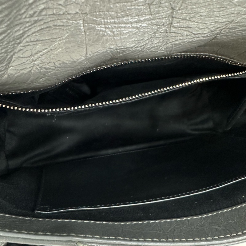 YSL聖羅蘭Niki中號鏈條包 深灰色油蠟皮-9