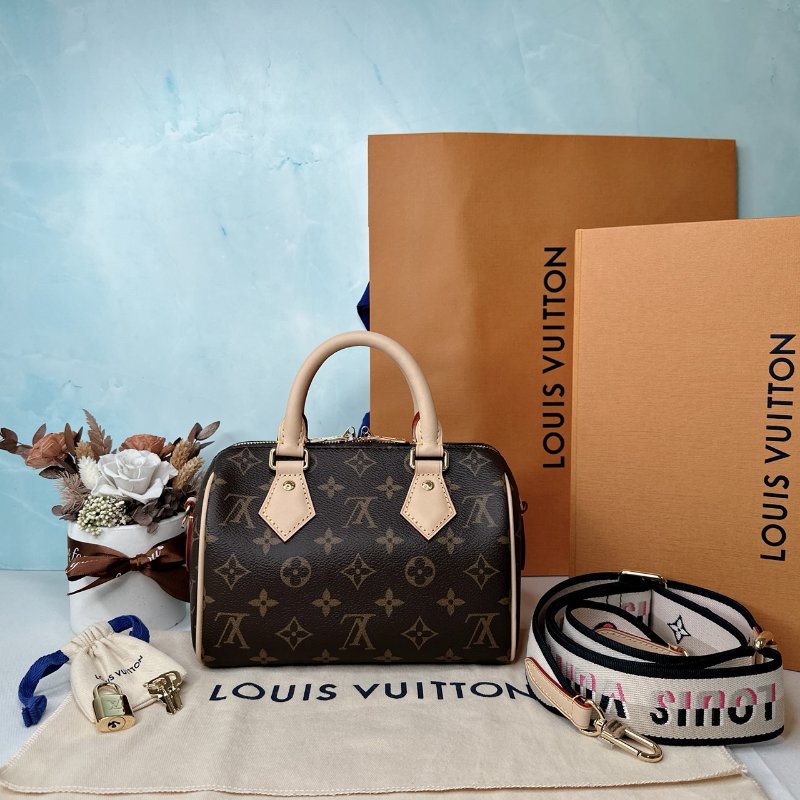 LV 全新Speedy 20黑背帶波士頓包-1