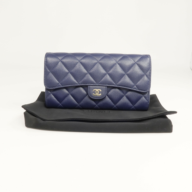 CHANEL 牛皮皮革Classic Long Flap Wallet長錢包-11