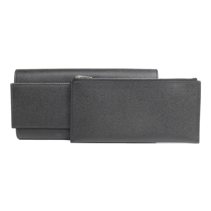HERMES Epsom皮革Passant Long Wallet長錢包Noir-1