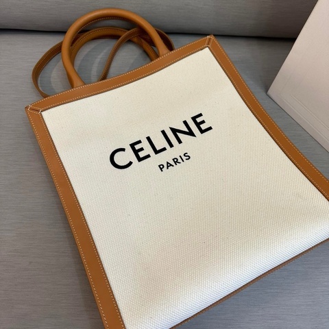 Celine字母大號-印花帆布牛皮手提/斜背托特包