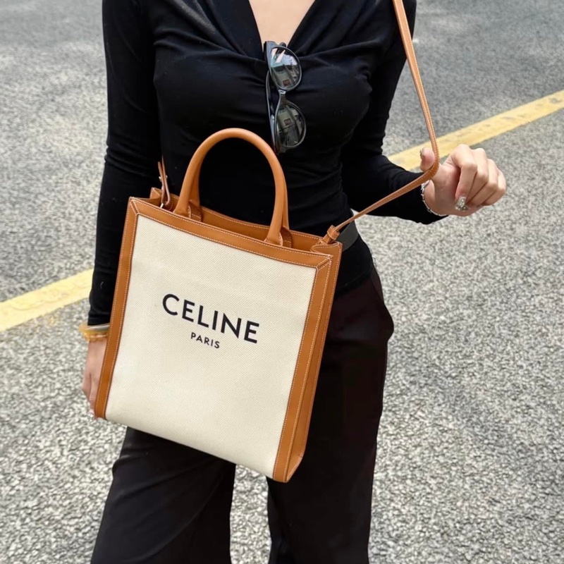 Celine字母大號-印花帆布牛皮手提/斜背托特包-14