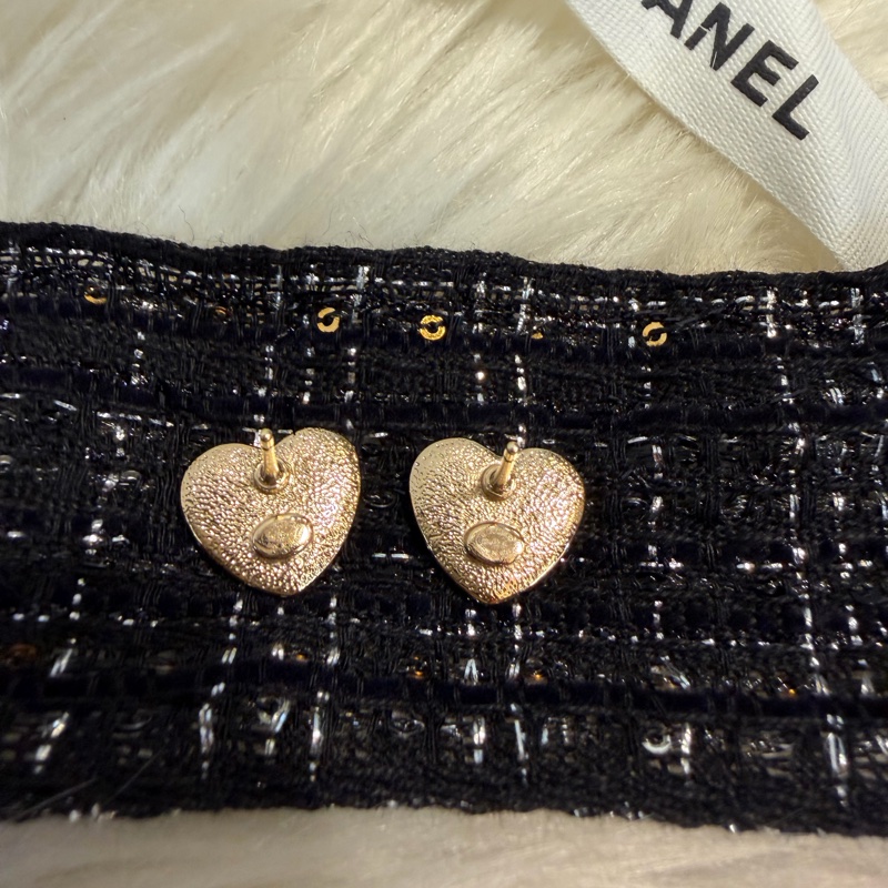 Chanel 愛心耳針式耳環-4
