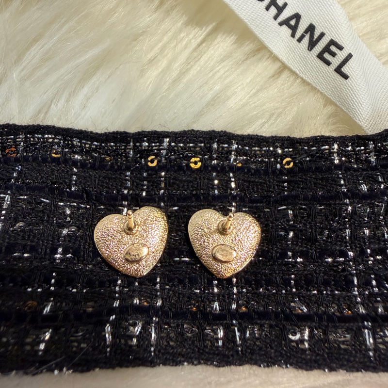 Chanel 愛心耳針式耳環-8