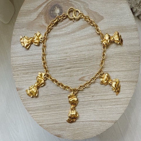 1990 vintage 古董 香奈兒 Chanel 鍍金 蝴蝶結 項鍊