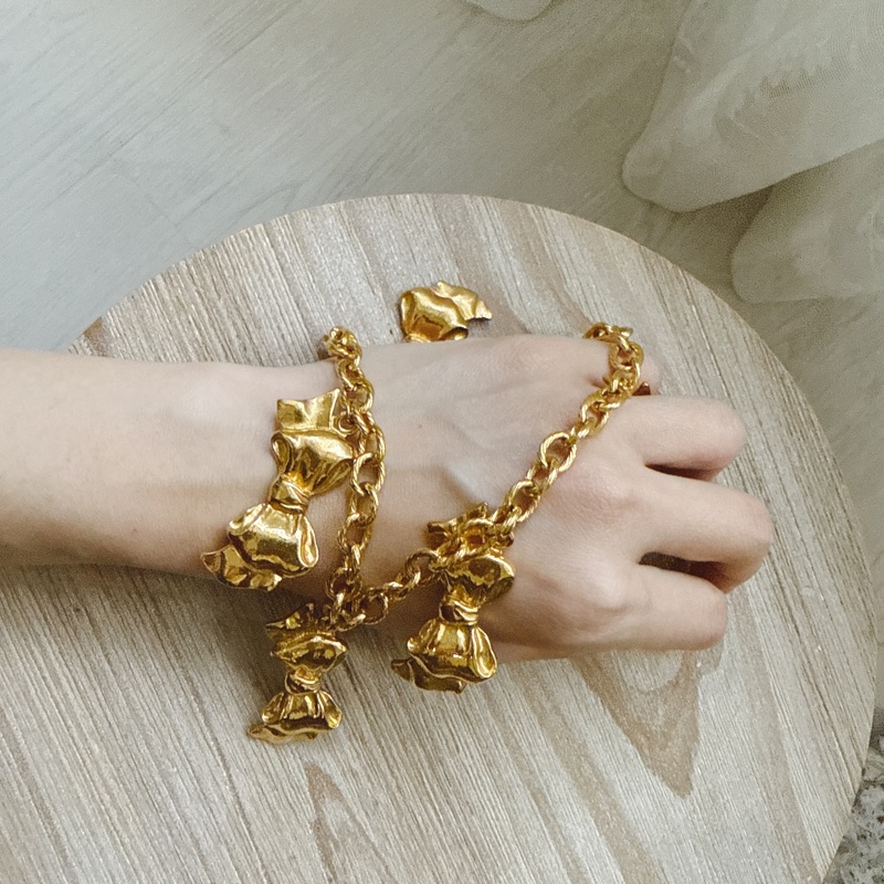 1990 vintage 古董 香奈兒 Chanel 鍍金 蝴蝶結 項鍊-20