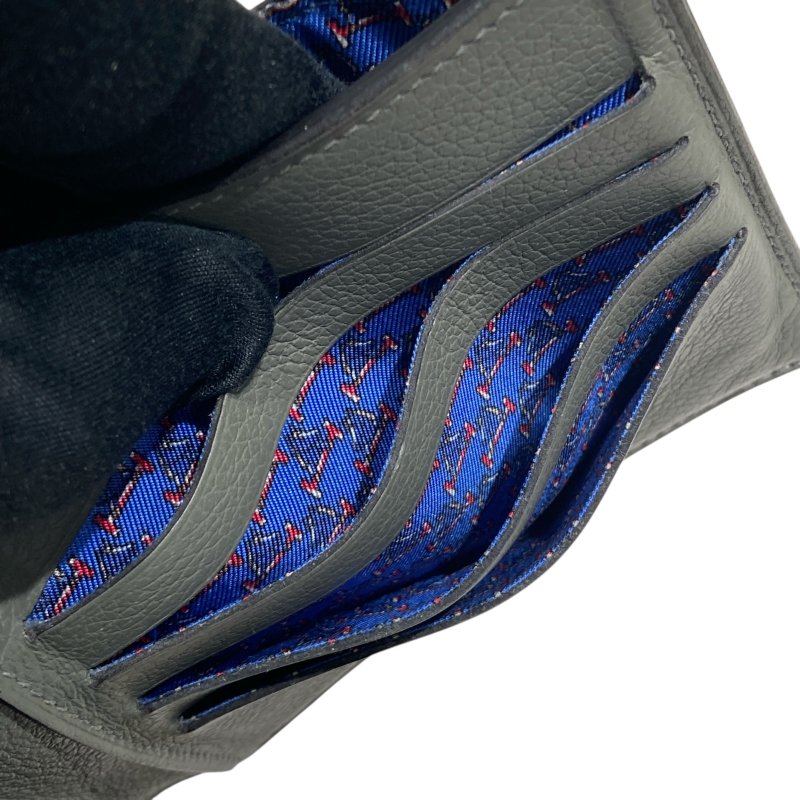 HERMES 愛馬仕 Citizen Twill Compact 絲巾短夾 皮革 絲綢 短夾 灰色-9