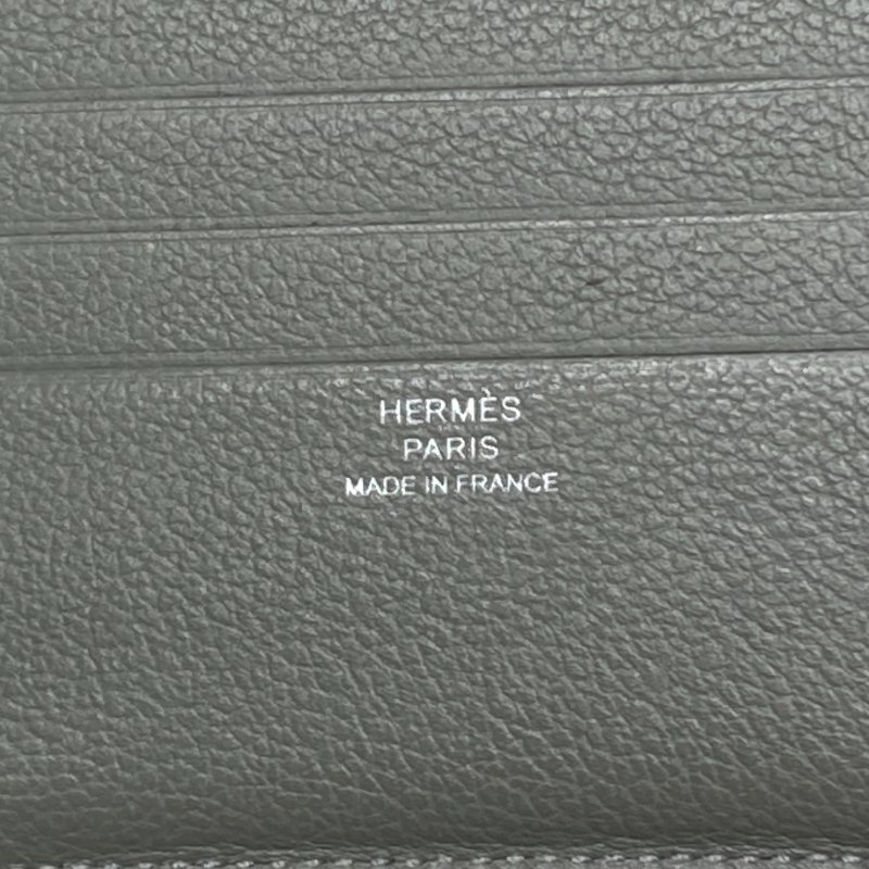 HERMES 愛馬仕 Citizen Twill Compact 絲巾短夾 皮革 絲綢 短夾 灰色-10