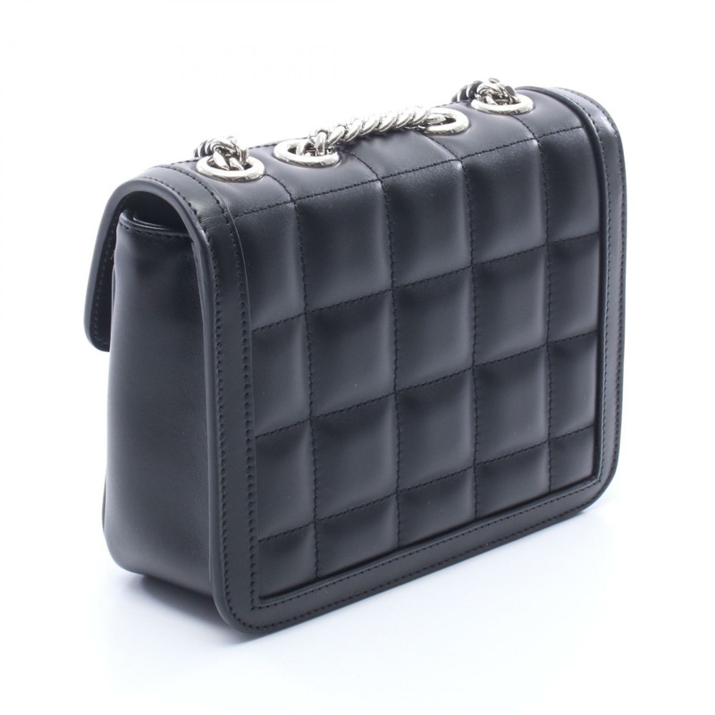 GUCCI Deco Mini Interlocking G 鏈條單肩包 741457 黑色皮革 二手-1