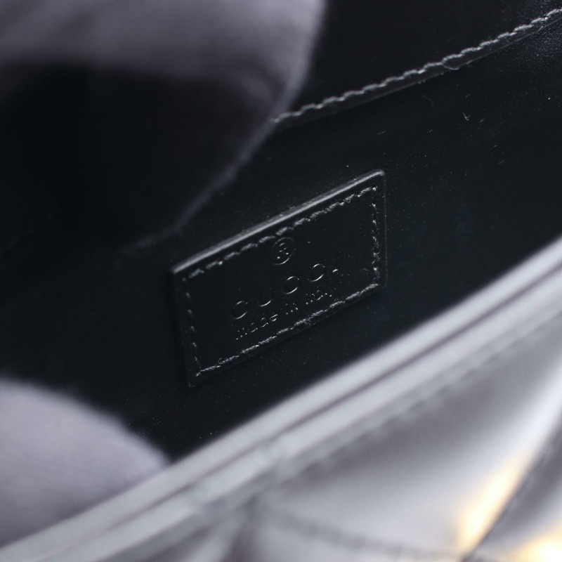 GUCCI Deco Mini Interlocking G 鏈條單肩包 741457 黑色皮革 二手-3