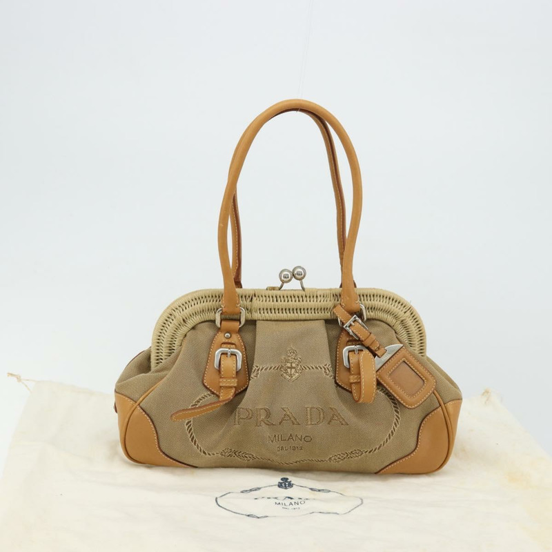 【日本直送】PRADA 手袋 帆布 米色 銀色 正品 176923A-11