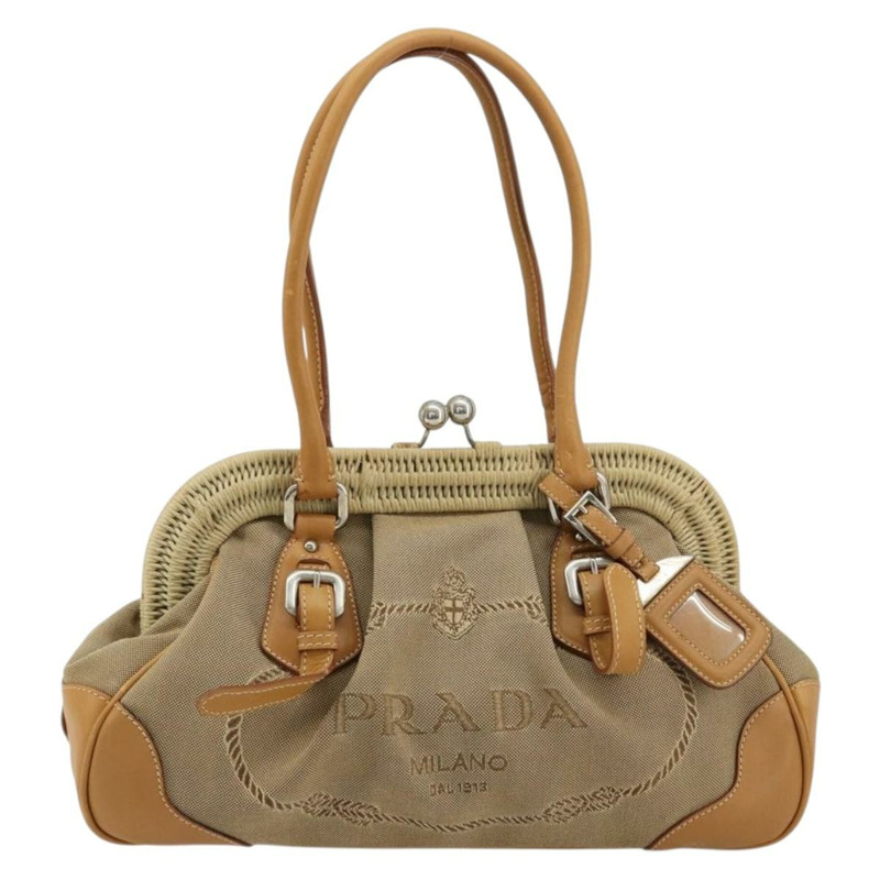 【日本直送】PRADA 手袋 帆布 米色 銀色 正品 176923A-12