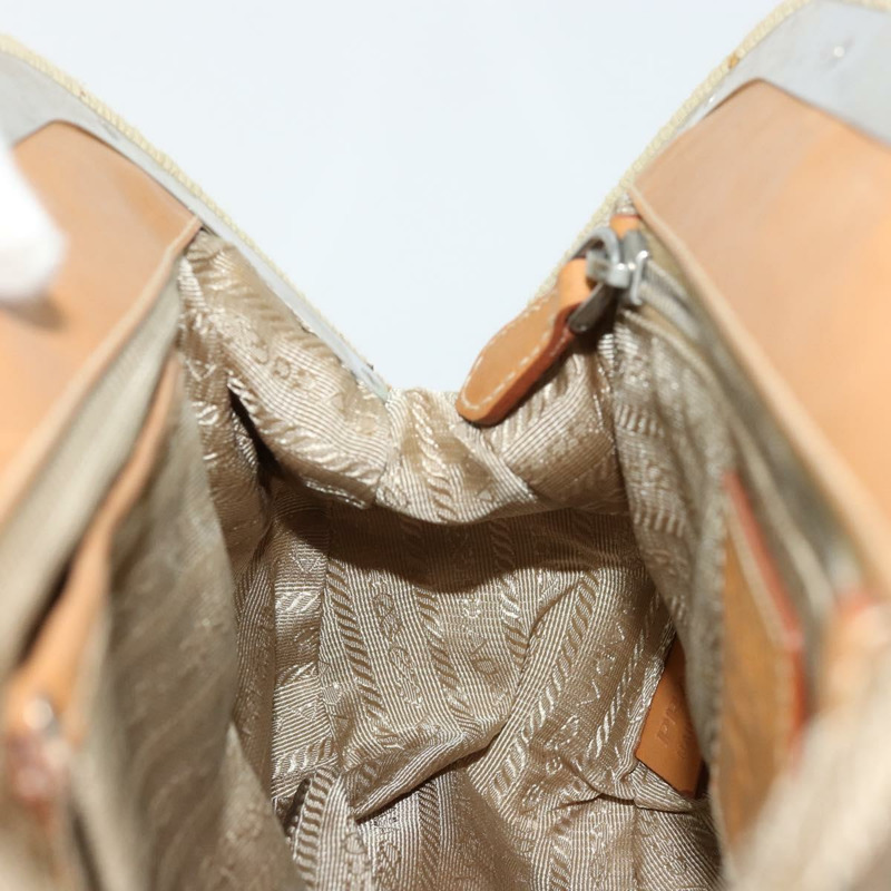 【日本直送】PRADA 手袋 帆布 米色 銀色 正品 176923A-22