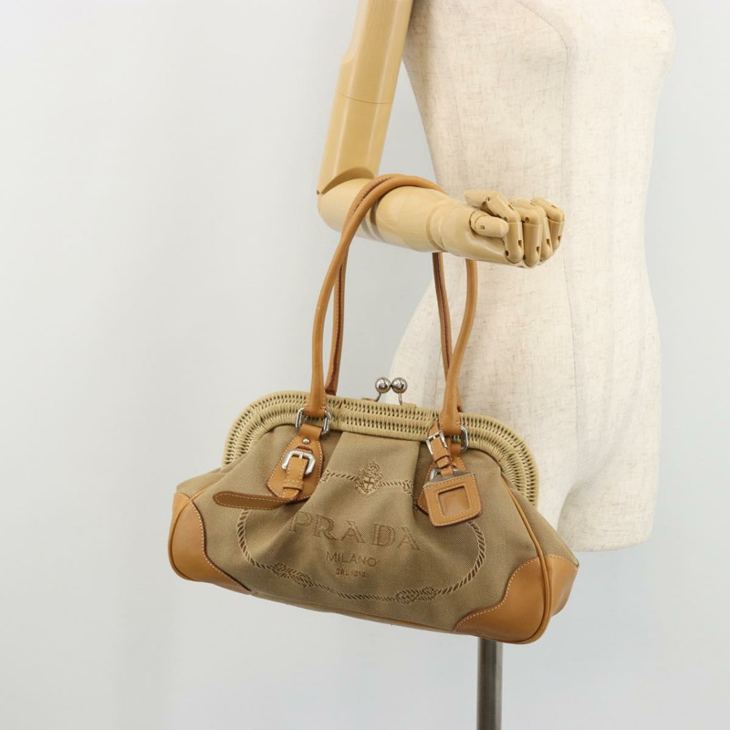 【日本直送】PRADA 手袋 帆布 米色 銀色 正品 176923A-25